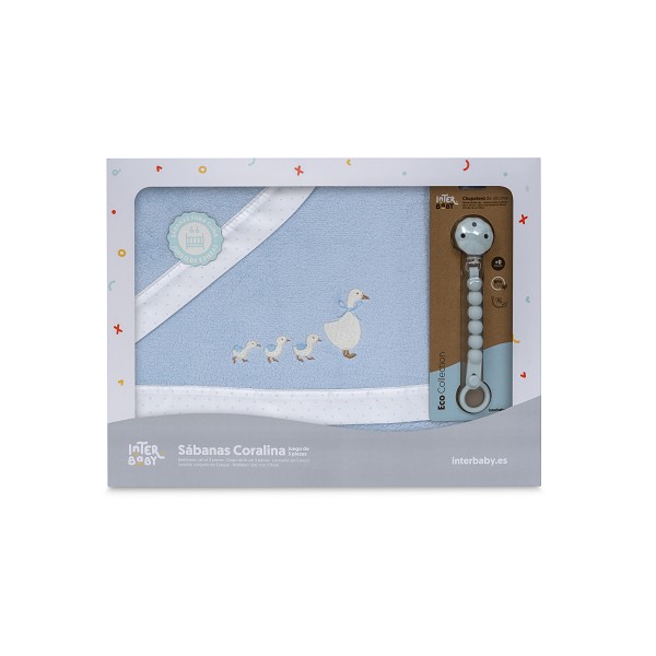 Tríptico cuna coralina PATITOS + Portachupete
